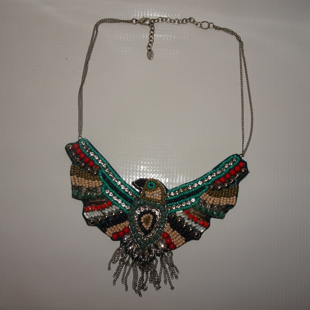 Stunning Sfera Eagle Beaded Statement Necklace - image 1
